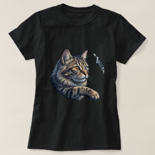 Fluffy Cat Heterochromia Reaching Art T-Shirt