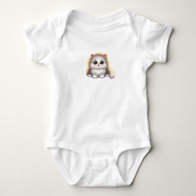 Fluffy cat in a dream baby bodysuit (Front)