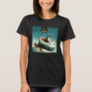 Fluffy Cat Riding An Airplane Science Fiction Unca T-Shirt