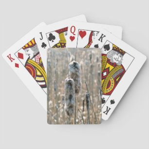 Fluffy Cattails In Spring Nature Playing Cards