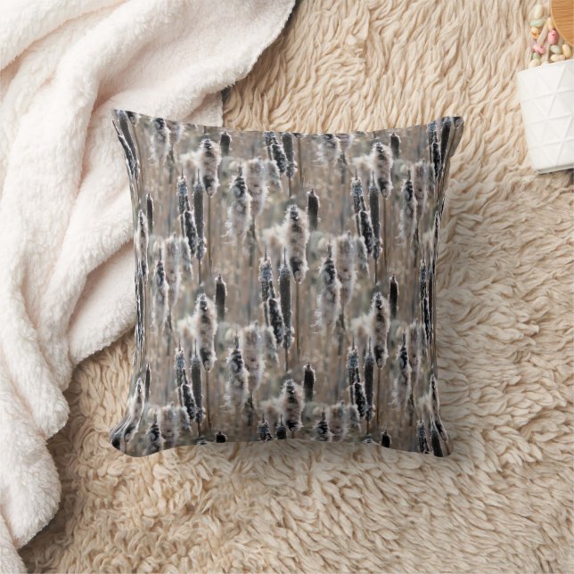 Fluffy Cattails Nature Pattern Cushion (Blanket)