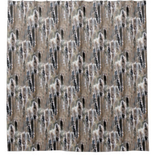 Fluffy Cattails Nature Pattern  Shower Curtain