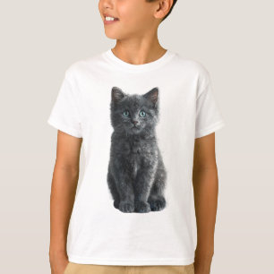 Fluffy Charcoal Grey Kitten Portrait Kids T-Shirt