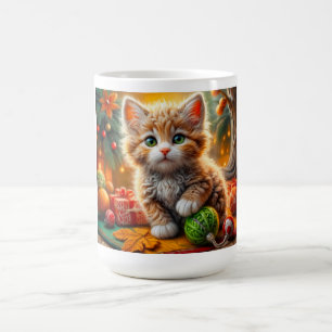 Fluffy Christmas Kitten Coffee Mug