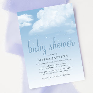 Fluffy Cloud Raindrops Baby Shower Invitation