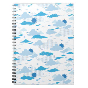 Fluffy Cloud Sunny White Sky Pattern Notebook