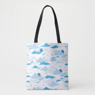 Fluffy Cloud Sunny White Sky Pattern Tote Bag