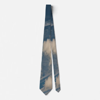 Fluffy Clouds and Jet trails in a blue sky Tie