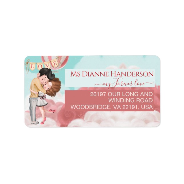 Fluffy clouds Girl and Boy Valentine theme custom Label (Front)