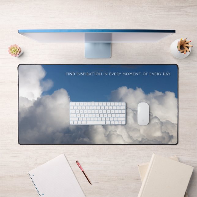 Fluffy Clouds in a Cerulean Blue Winter Sky Desk Mat (Office 1)