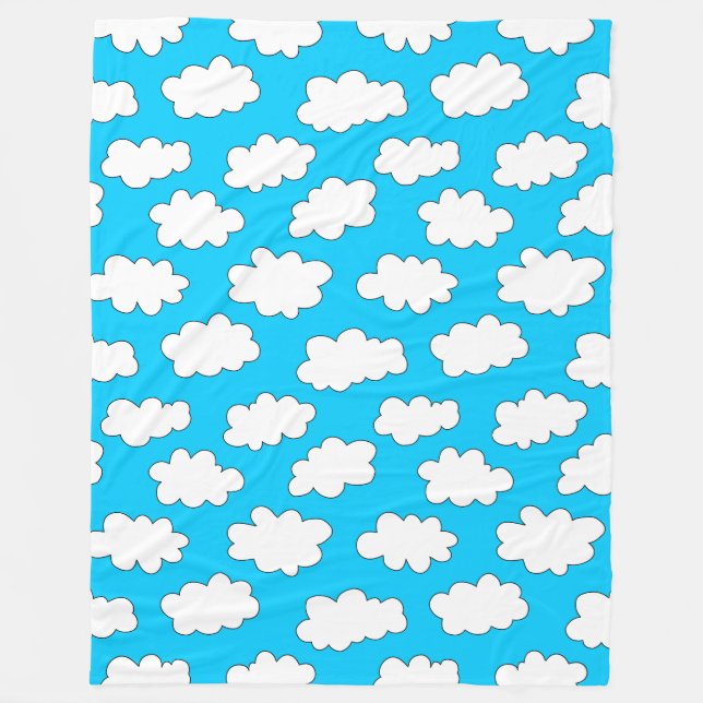 Fluffy Clouds Pattern Fleece Blanket (Front)