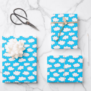 Fluffy Clouds Pattern Wrapping Paper Sheet