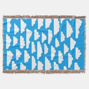 Fluffy Clouds - White on Blue 009dea Throw Blanket