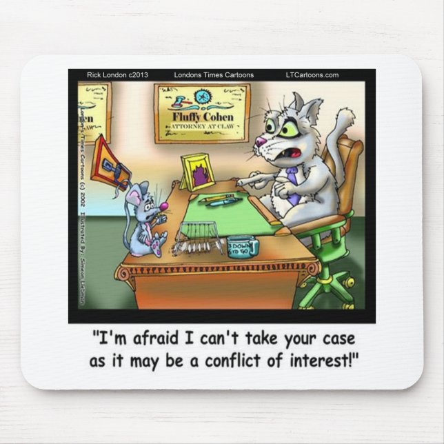 Fluffy Cohen Atty @Claw Funny Cat & Lawyer Mouse Mat (Front)