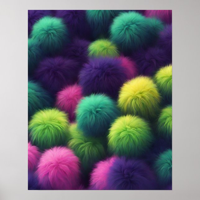 FLUFFY COLORFUL BALLS RAINBOW ART POSTER (Front)