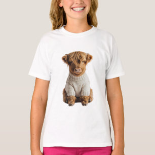 Fluffy Cosy Highland Cow Kids T-Shirt