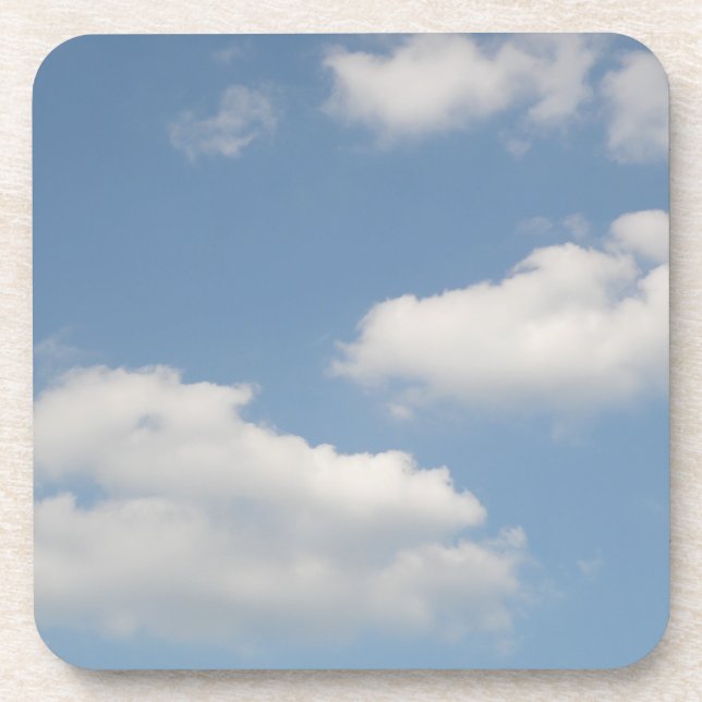 Fluffy Cumulus Clouds Cork Coaster (Front)