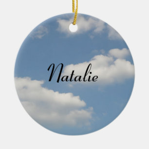 Fluffy Cumulus Clouds Personalised Message Pendant Ceramic Tree Decoration