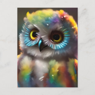 Fluffy Cute Colourful Owl Postcard