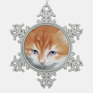 Fluffy Cute Kitty Christmas Ornament