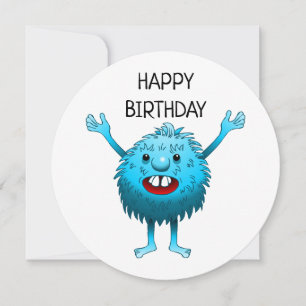 Fluffy Cute Monster Birthday Card