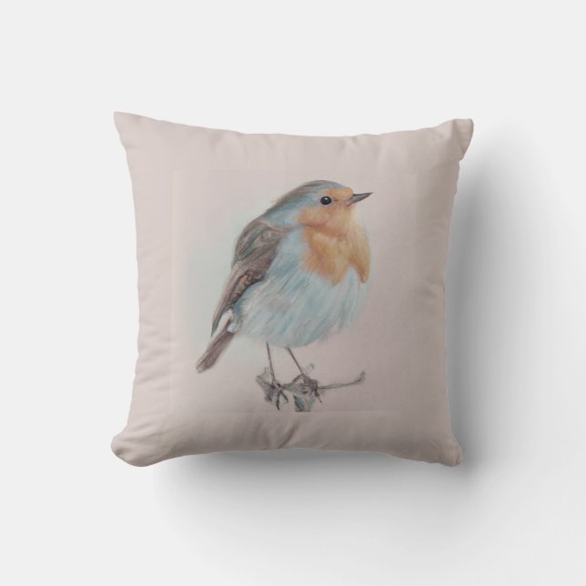 fluffy cute robin cushion (Front)