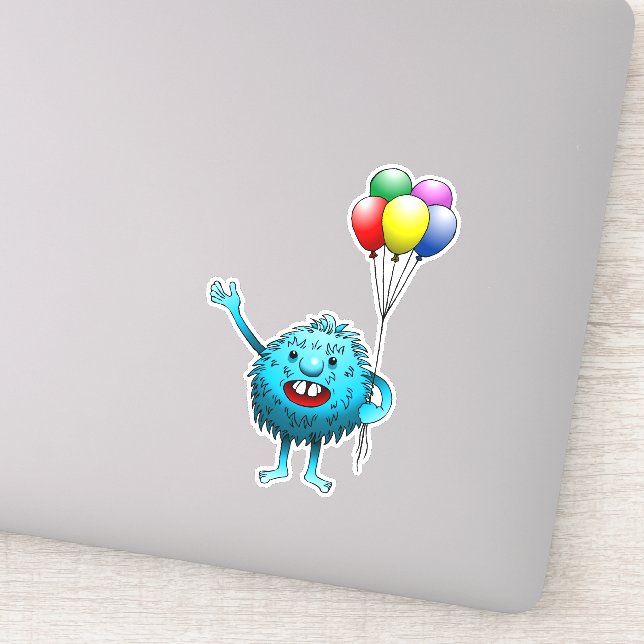 Fluffy & Cute with balloons Vinyl Sticker (Detail)