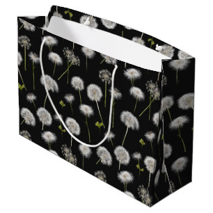 Fluffy Dandelions On Black Large Gift Bag