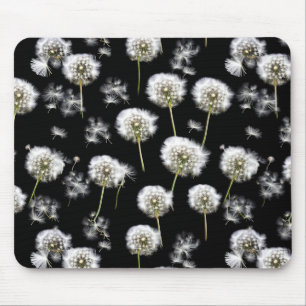 Fluffy Dandelions On Black Mouse Mat