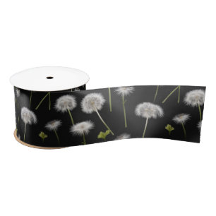 Fluffy Dandelions On Black Satin Ribbon