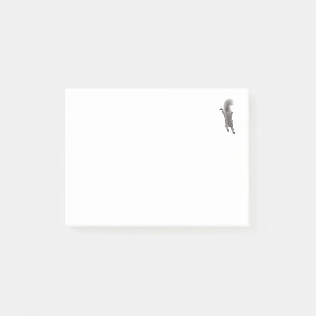 Fluffy Digitally Drawn Grey Squirrel Climbing Down Post-it Notes (Front)