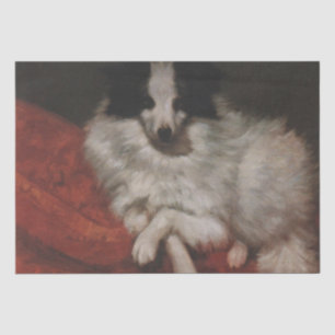 Fluffy Dog Sitting on a Cushion (Gustave Courbet) Tissue Paper