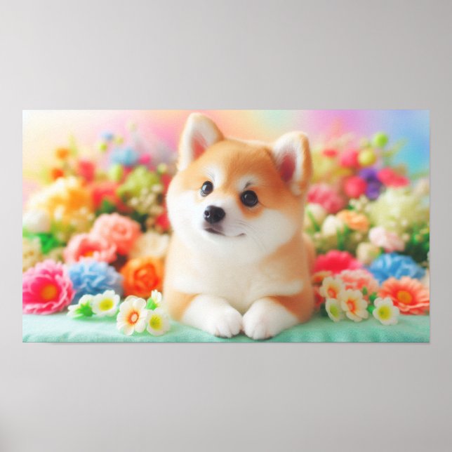 Fluffy Dog with Big Eyes | Joyful Pet Image Poster (Front)