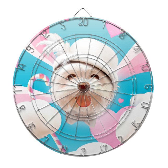 Fluffy Dog with White Hat Dartboard (Front)