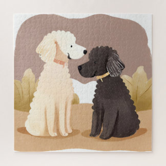 Fluffy Dogs | Pet Watercolor Painting Card Jigsaw Puzzle