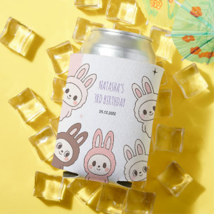 Fluffy Dolls Pastel Bunny Themed Birthday Can Cooler