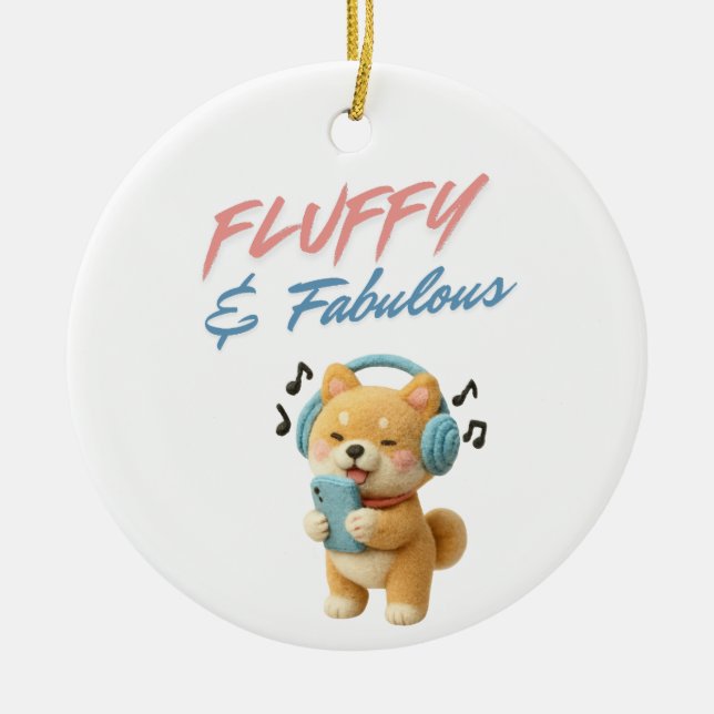 Fluffy & Fabulous  Ceramic Tree Decoration (Front)