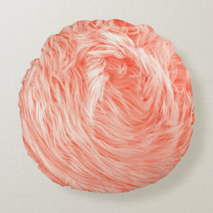 Fluffy fake textile fur round cushion