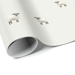 Fluffy farm - mini lamb sheep wrapping paper