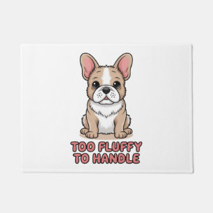 Fluffy French Bulldog Too Fluffy to Handle Doormat