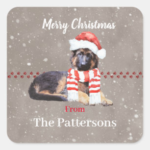 Fluffy German Shepherd Puppy So Cute Square Sticker