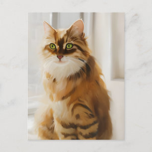 Fluffy Ginger Cat in the Window Postcard
