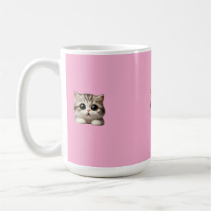 Fluffy Gray Tabby Kitten with Big Green Eyes Coffee Mug