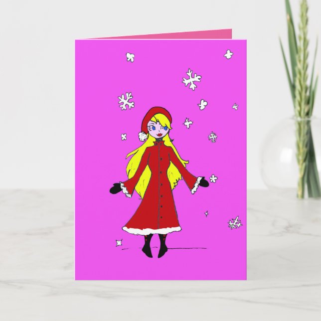 Fluffy greeting cards. holiday card (Front)
