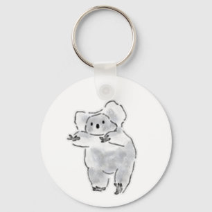 Fluffy Grey Koala Reaching Out Arms Key Ring