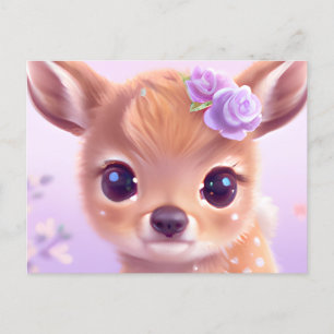 Fluffy Happy Baby Deer with Ivory Nose  Postcard