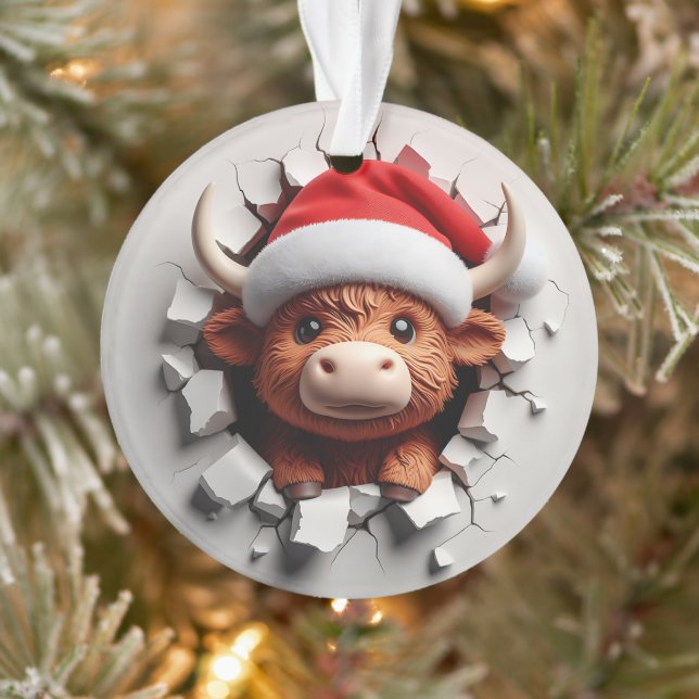 Fluffy Highland Cow Festive Ornament (Tree)