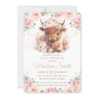 Fluffy Highland Cow Pink Blush Floral Baby Shower
