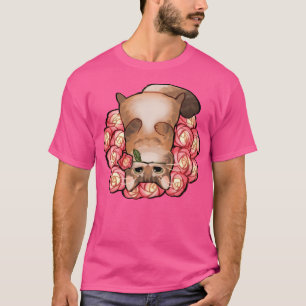 Fluffy Honey Cat With Roses T-Shirt