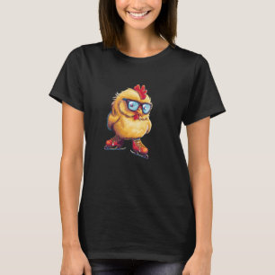 Fluffy Ice skating Chicken Outfit for funny Winter T-Shirt